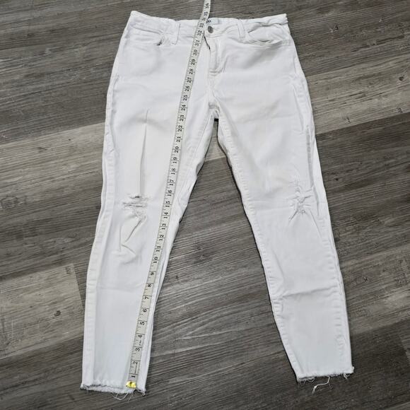 Just Black Denim White Distressed Skinny Leg Jeans Made In USA Women's Size 31 - Picture 7 of 8